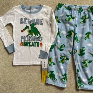 NEW Carter's Toddler 4T Green Dragon Pajama Set